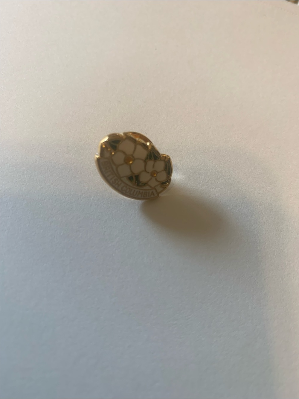Enamel Dogwood Flower Lapel Pin in White and Gold